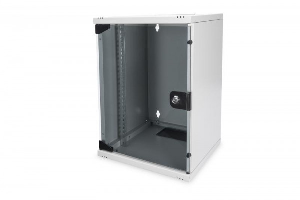 DIGITUS Wandschrank Compact 9HE 254mm 10" Glastür grau
